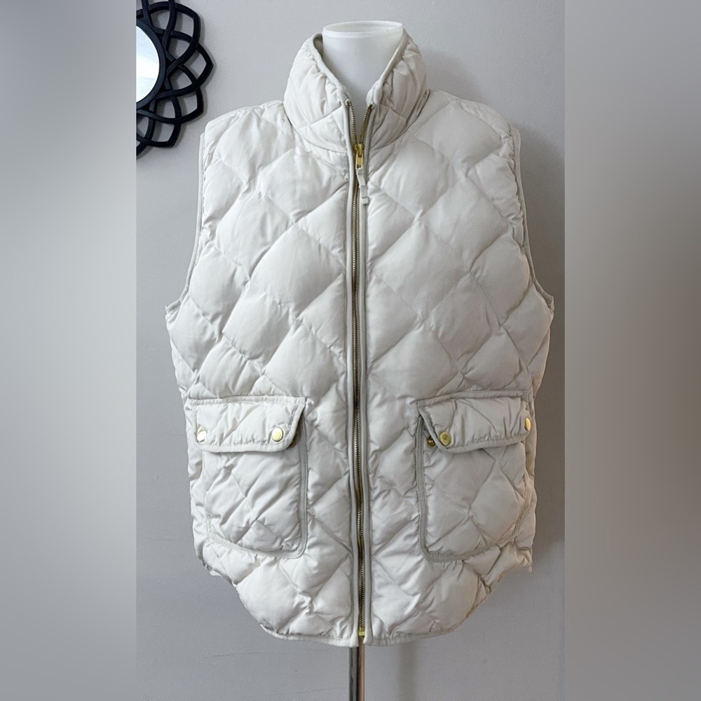 Woolrich Cream Down Quilted Vest Casual Camping Outdoors